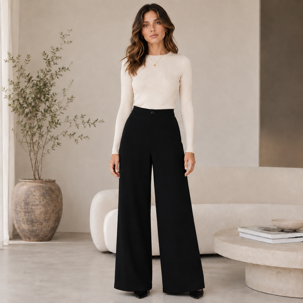 Women's High-Waist Wide-Leg Straight Pants | Loose-Fit Formal Trousers