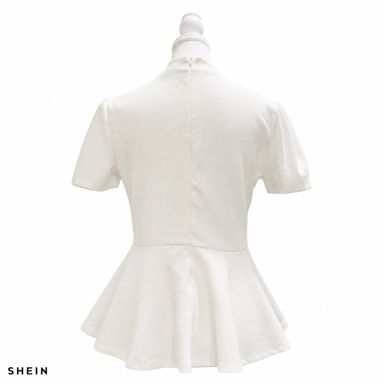 SHEIN Women's Mock Neck Peplum Blouse – White