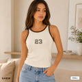 SHEIN Women's Leopard Trim Graphic 23 Sleeveless Tank Top | Casual Slim Fit Summer Vest