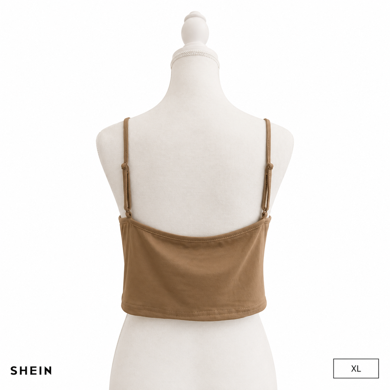 SHEIN Women's Basic Brown Spaghetti Strap Crop Cami Top | Soft Stretch Casual Sleeveless Tank