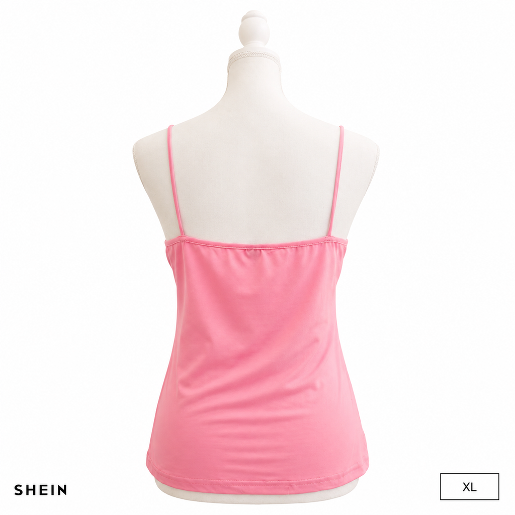 SHEIN Women's Pink Spaghetti Strap Camisole Tank Top | Soft Casual Sleeveless Basic Cami