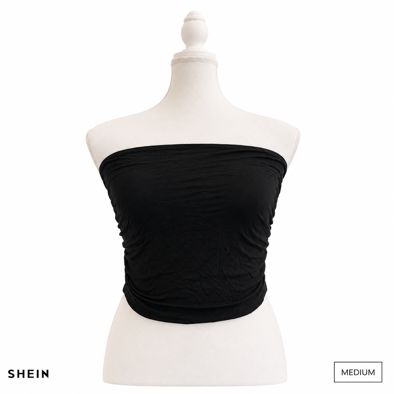 SHEIN Women's Black Strapless Tube Top | Stretch Bandeau Crop Top | Casual & Layering Essential