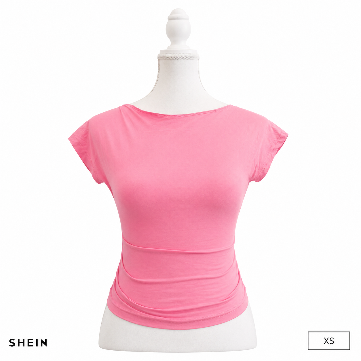 SHEIN Women's Pink Open Back Fitted Short Sleeve Top | Casual Slim Fit T-Shirt