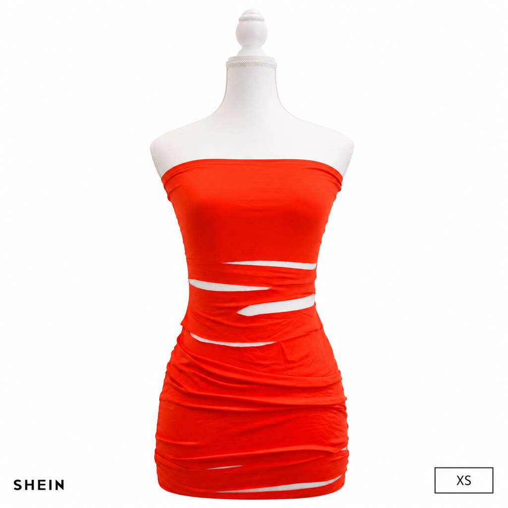 SHEIN Women's Strapless Cut-Out Bodycon Mini Dress | Sleeveless Slim Fit Casual Party Dress