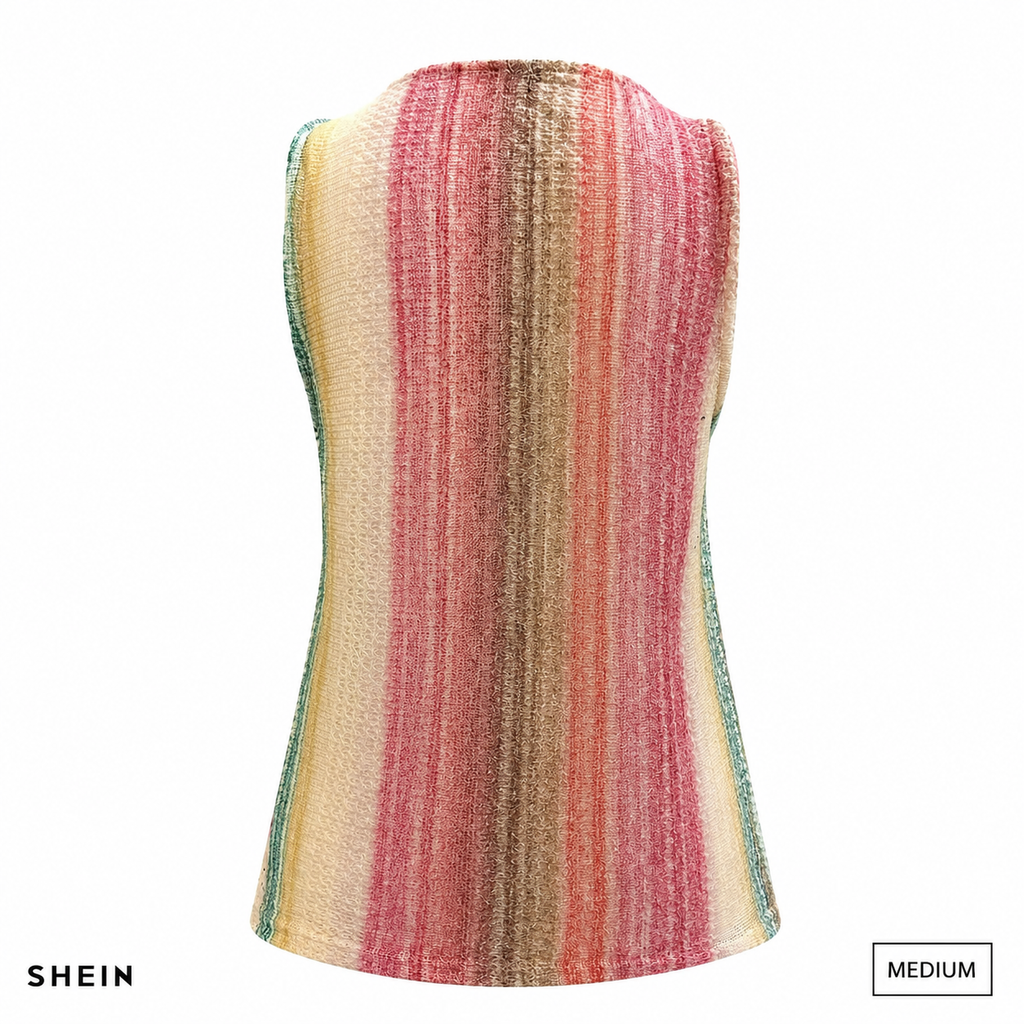 SHEIN Women's Multicolor Striped Knit Sleeveless Tank Top | Casual Lightweight Summer Vest