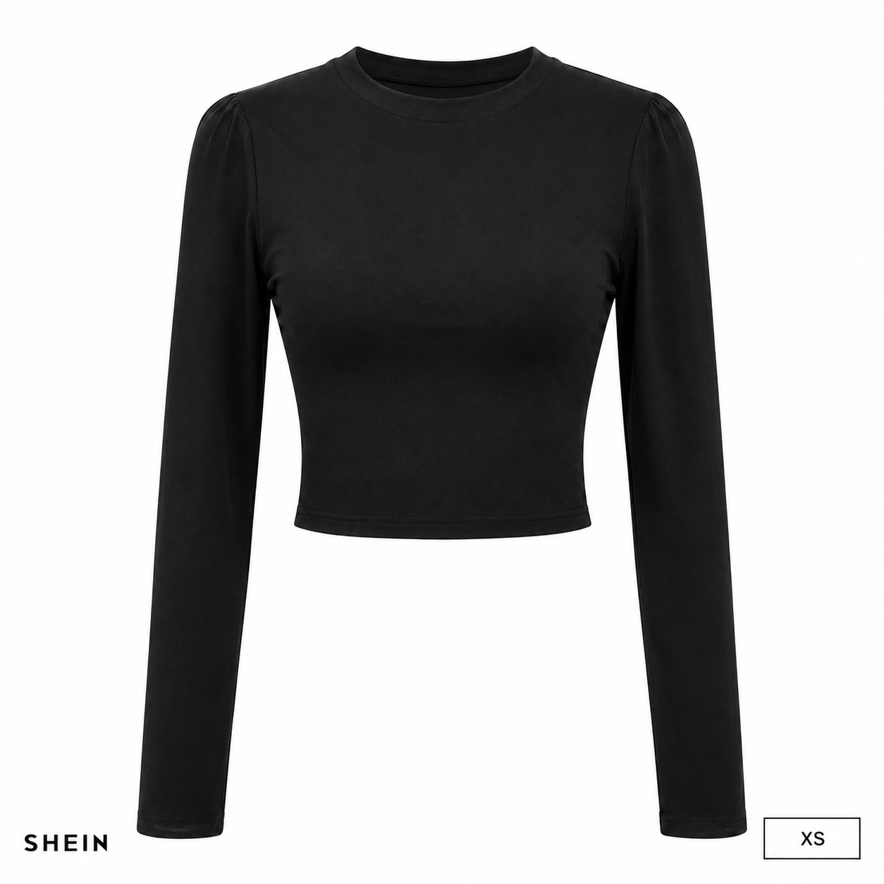 SHEIN Women's Plain Long Sleeve Cropped Top | Slim Fit Crew Neck Stretch Casual Basic Tee