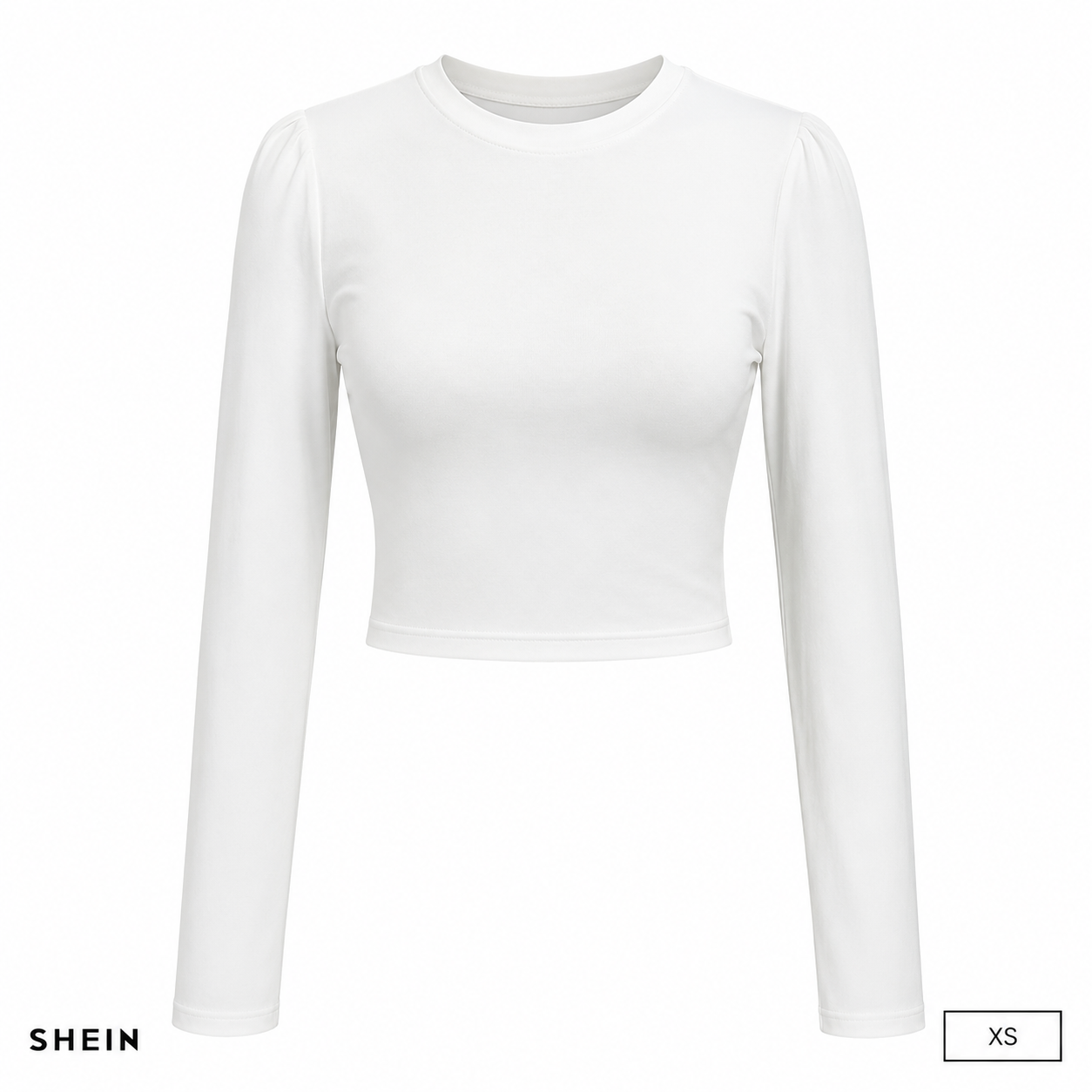 SHEIN Women's Plain Long Sleeve Cropped Top | Slim Fit Crew Neck Stretch Casual Basic Tee