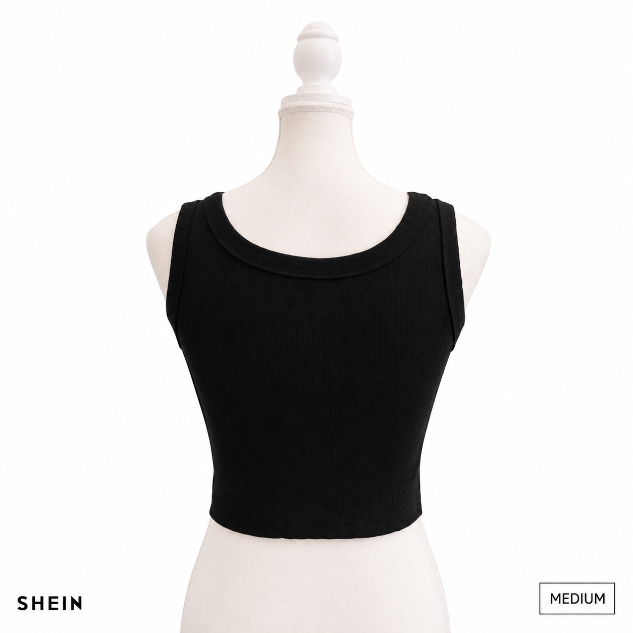 SHEIN Women's Ribbed Sleeveless Crop Tank Top | Soft Stretch Casual Basic Innerwear | Black