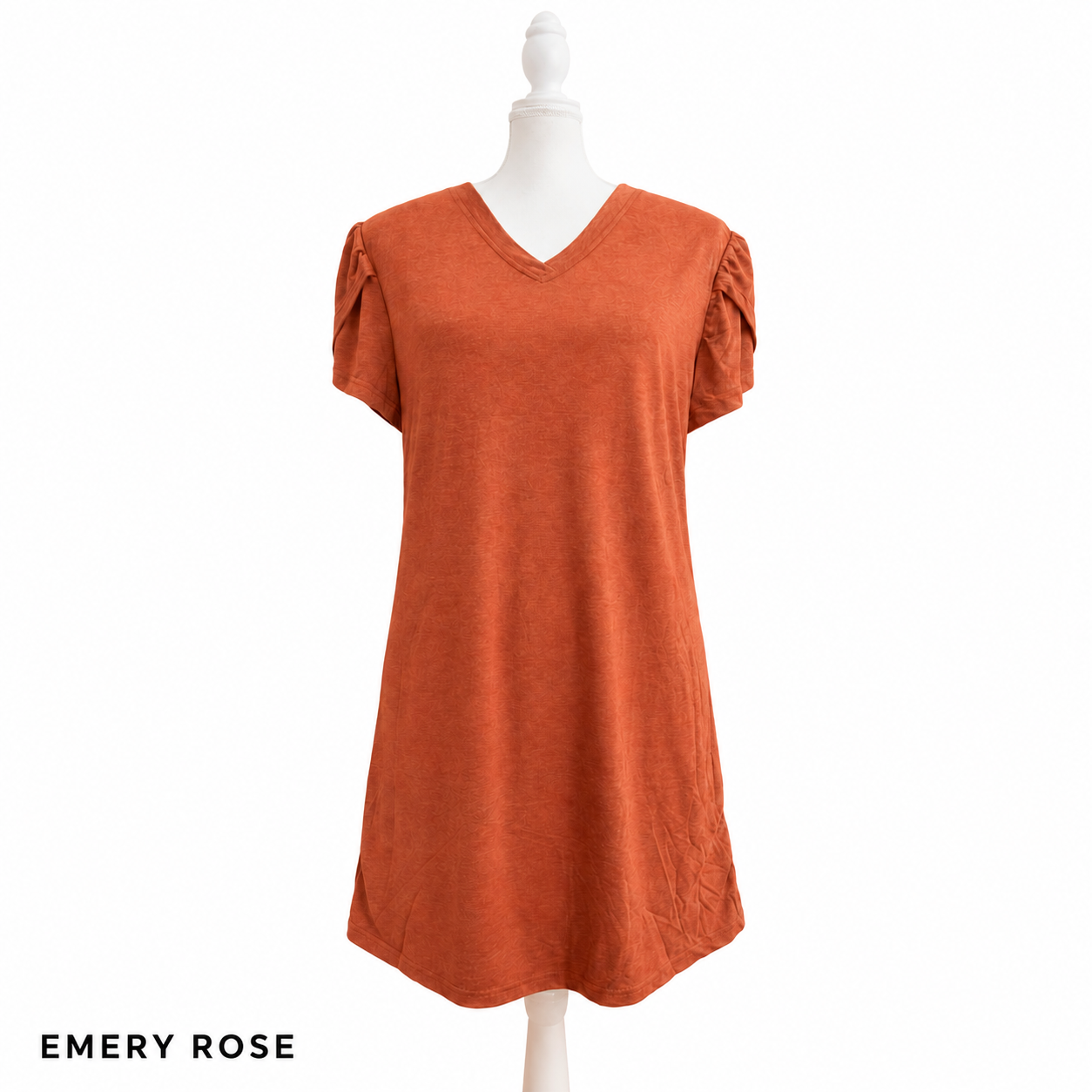 EMERY ROSE Women's Oversized V-Neck T-Shirt | Short Puff Sleeve Casual Longline Tee | Everyday Comfort Wear