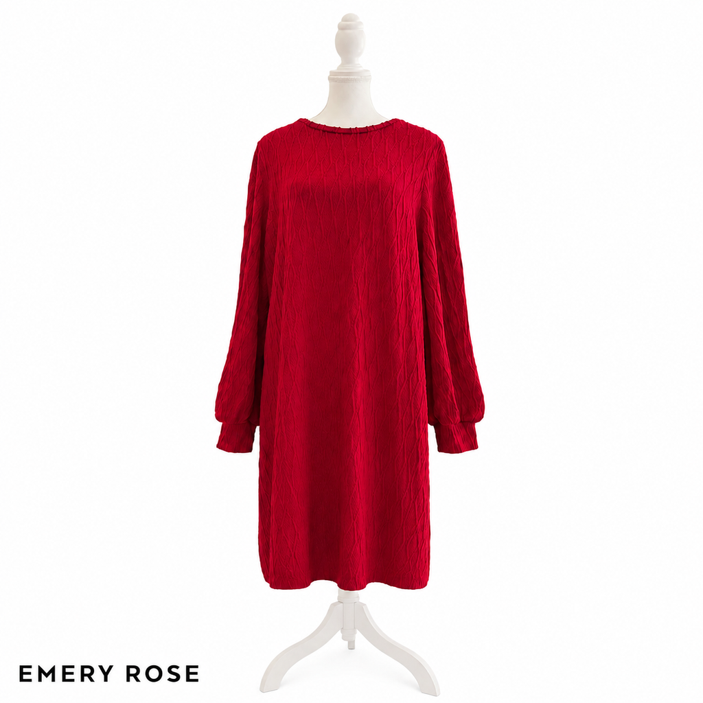 EMERY ROSE Women's Cable Knit Sweater Dress | Long Sleeve Loose Fit Midi Dress | Casual Winter & Everyday Wear