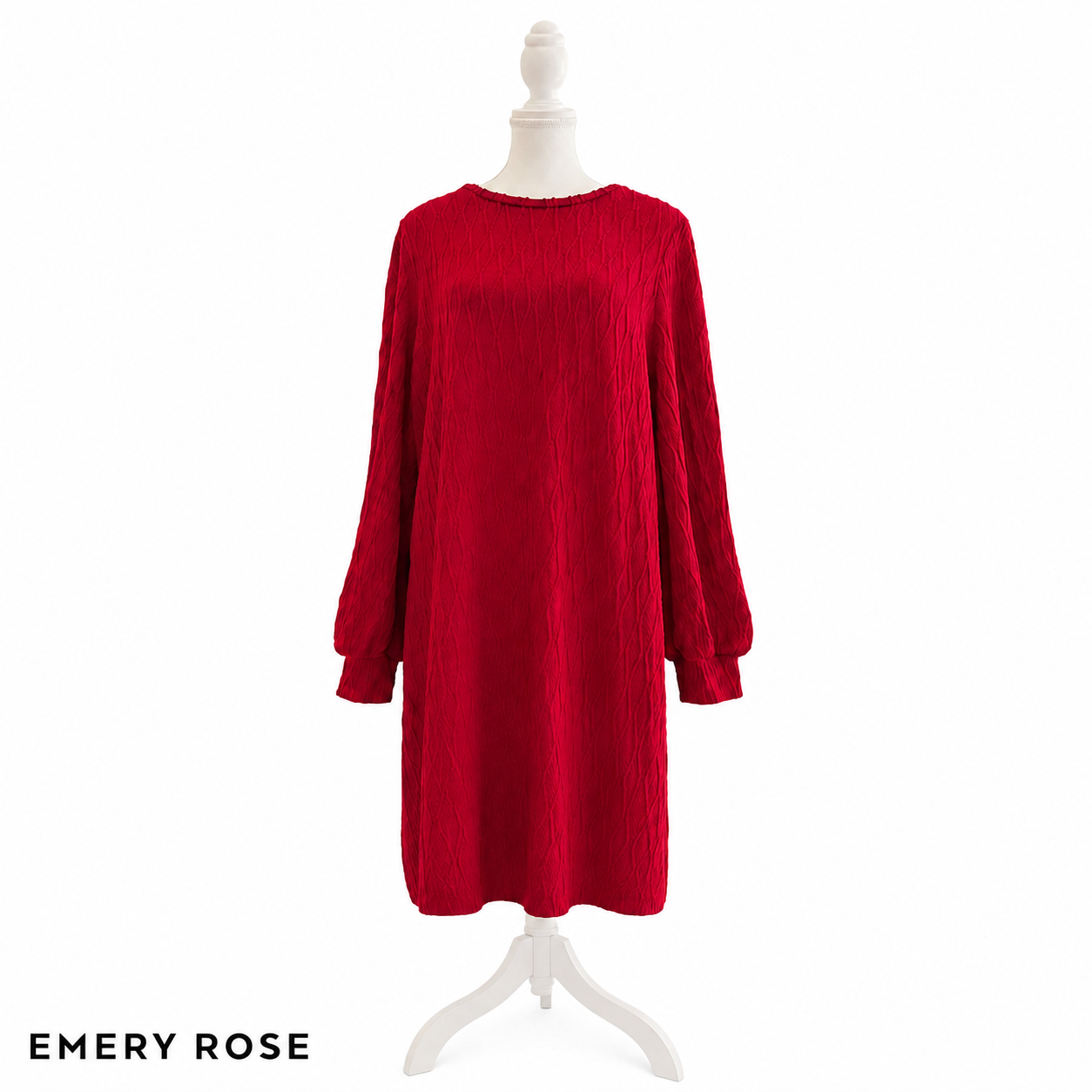 EMERY ROSE Women's Cable Knit Sweater Dress | Long Sleeve Loose Fit Midi Dress | Casual Winter & Everyday Wear