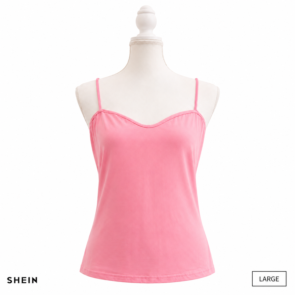 SHEIN Women's Pink Spaghetti Strap Camisole Tank Top | Soft Casual Sleeveless Basic Cami