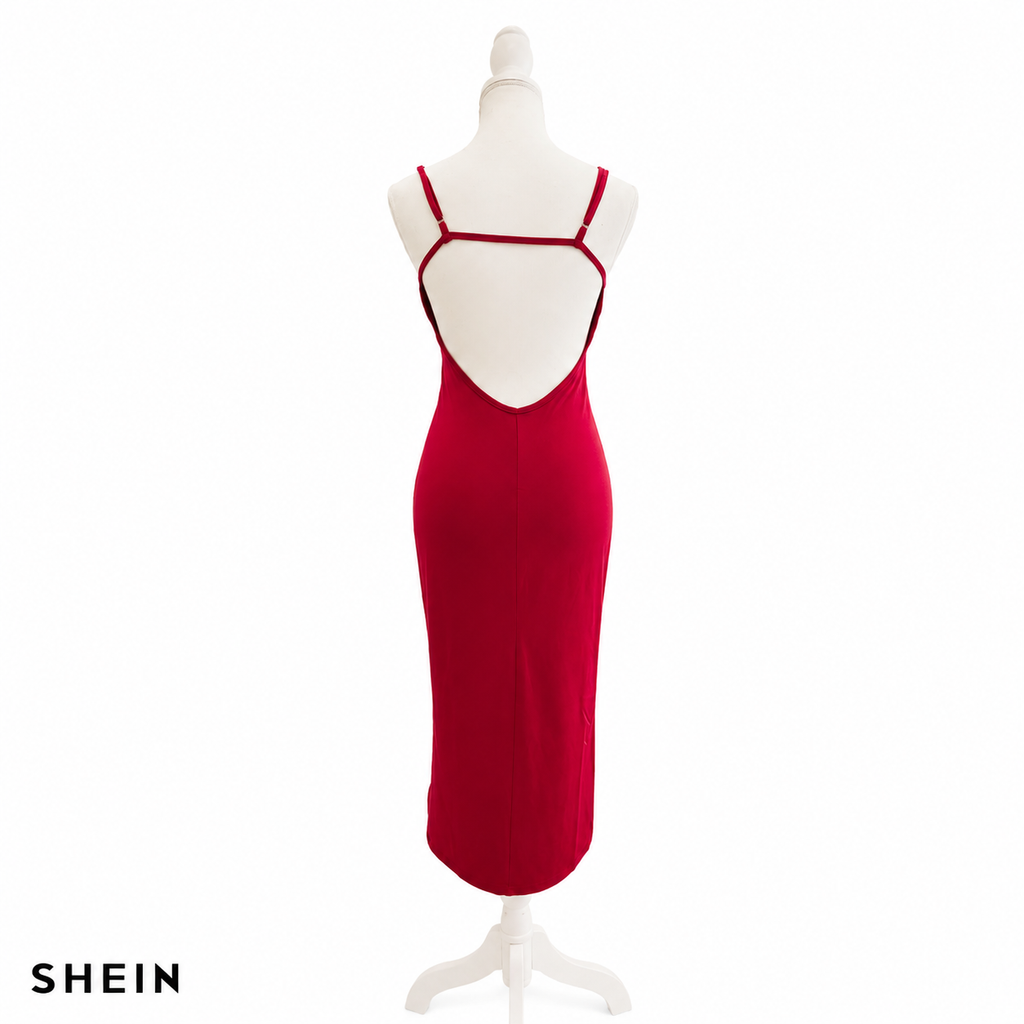 SHEIN Women's Sleeveless Bodycon Maxi Dress | Stretch Slim Fit Spaghetti Strap Long Dress | Casual & Party Wear