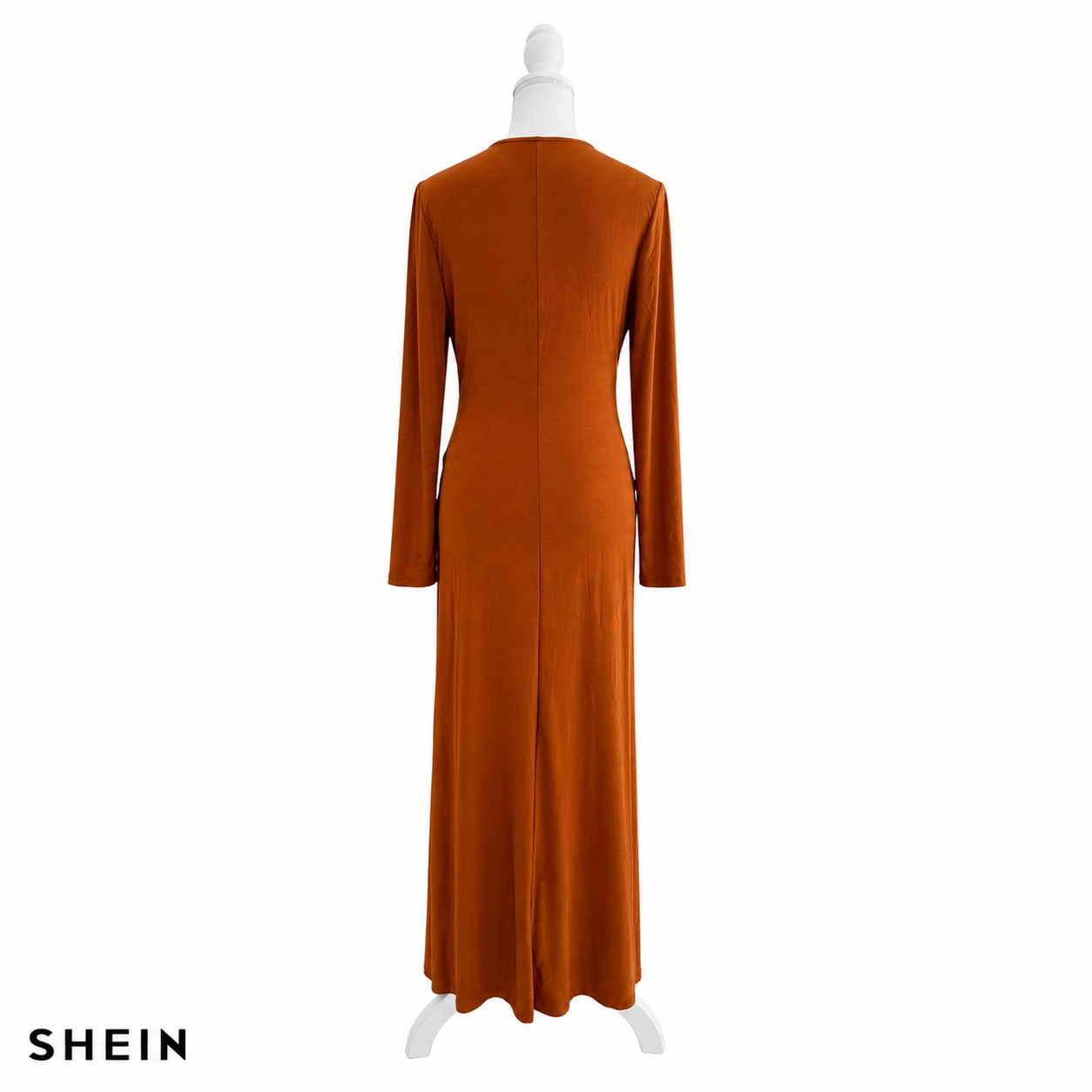 SHEIN Women's Long Sleeve Ruched Maxi Dress | Elegant Draped Bodycon Evening Dress | Formal & Party Wear