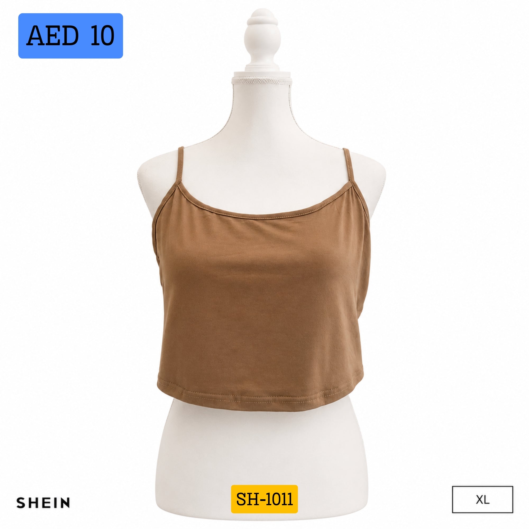 SHEIN Women's Basic Brown Spaghetti Strap Crop Cami Top | Soft Stretch Casual Sleeveless Tank