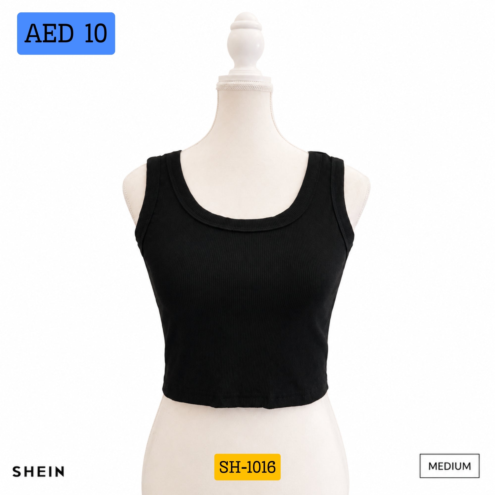 SHEIN Women's Ribbed Sleeveless Crop Tank Top | Soft Stretch Casual Basic Innerwear | Black